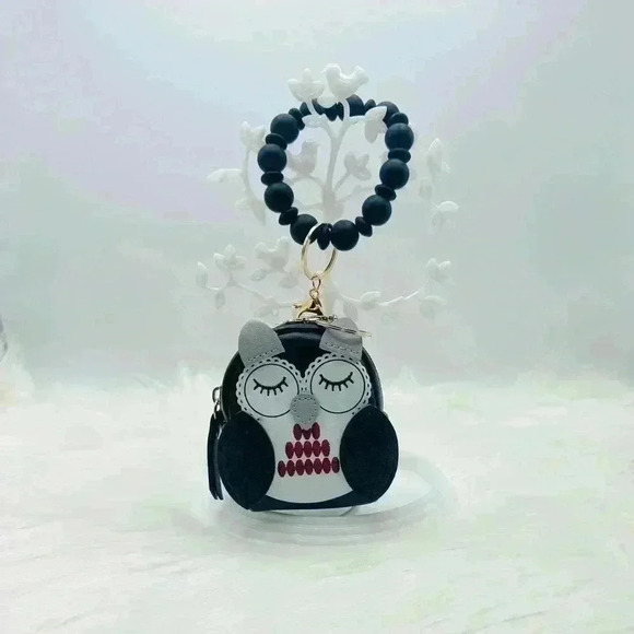 Owl Coin Card Mini Keychain Wallet Wristlet - Picture 1 of 8